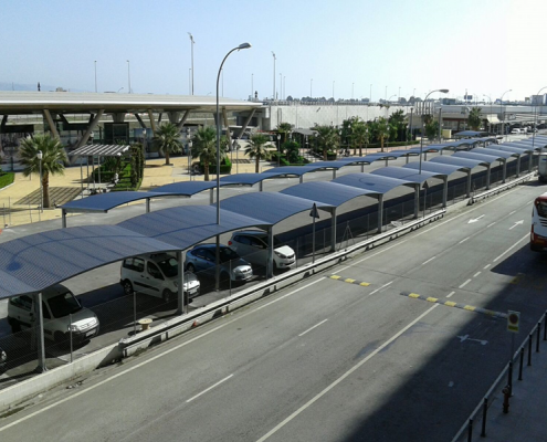 Preferential parking canopies at Málaga Airport