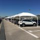 Carport tissu tendue pour parking installé à l'aéroport Adolfo Suárez Madrid Barajas