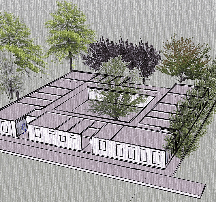 Estructura modular para alojamientos temporales en Madrid